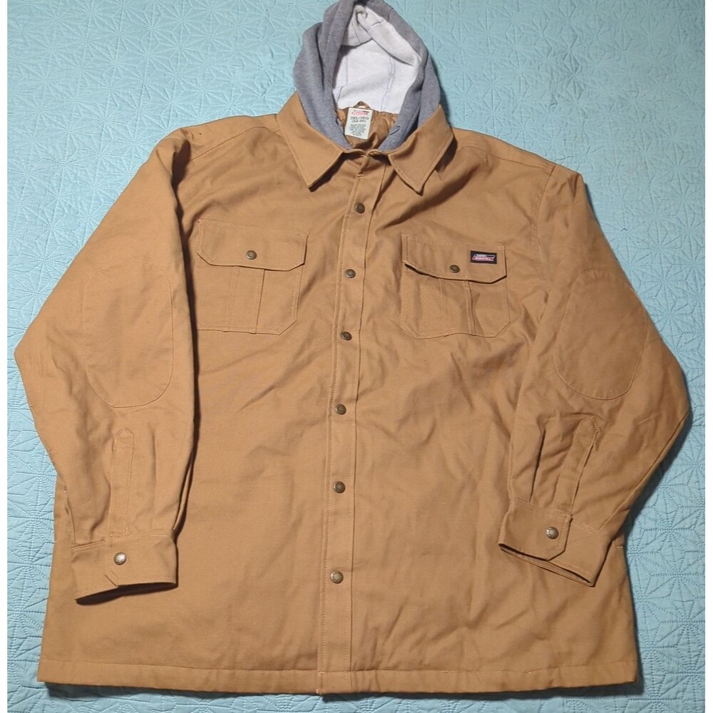Dickies Genuine Work Jacket Hooded Canvas Brown 3XL 54-56 Insulated Workwear